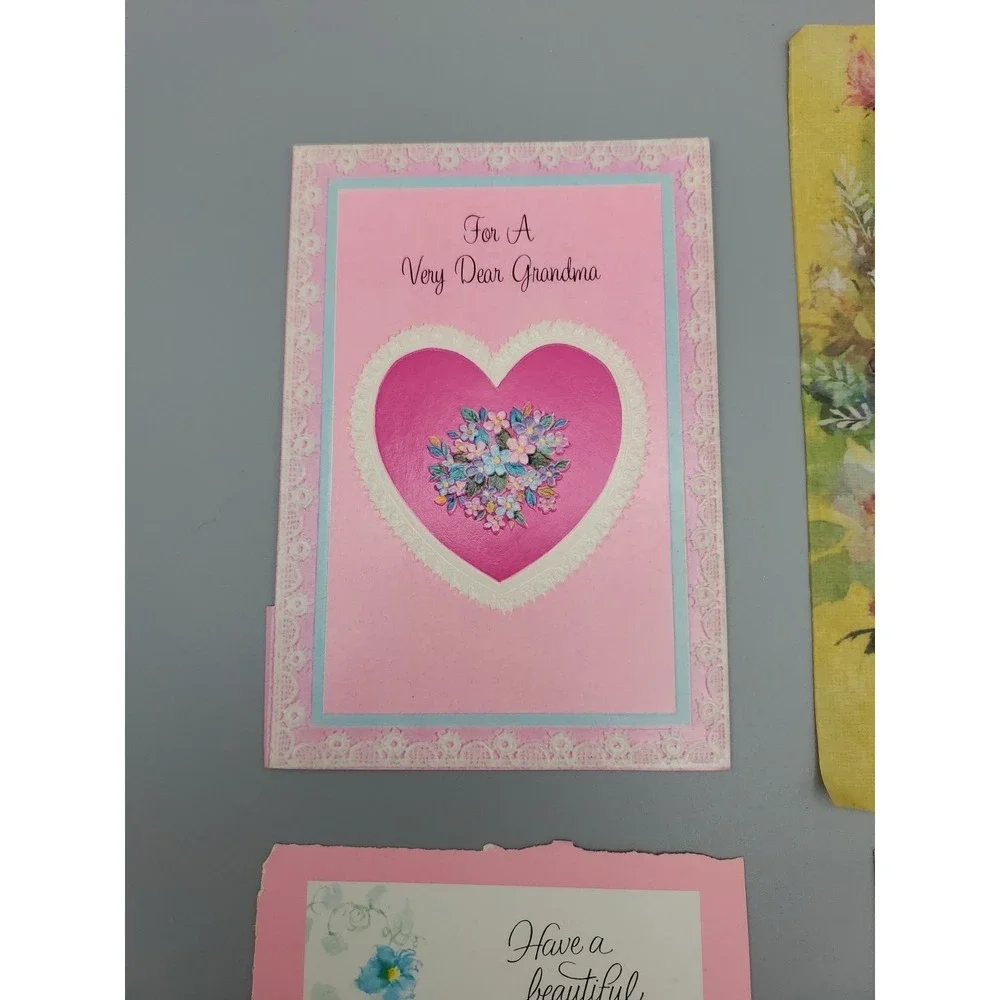 4 Old Used Vtg Greeting Card Fronts for Crafting Mother Grandmother Thanksgiving